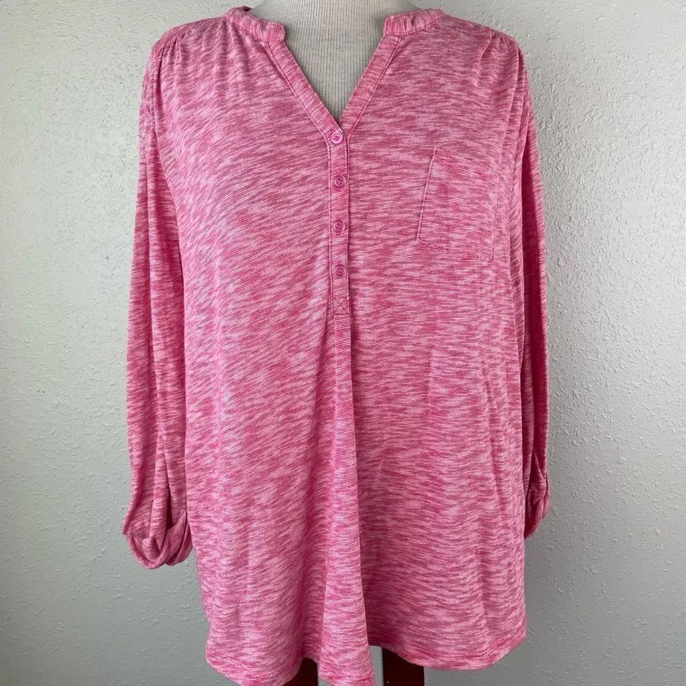Style & Co. Pink & White Tunic Top Size XL EUC